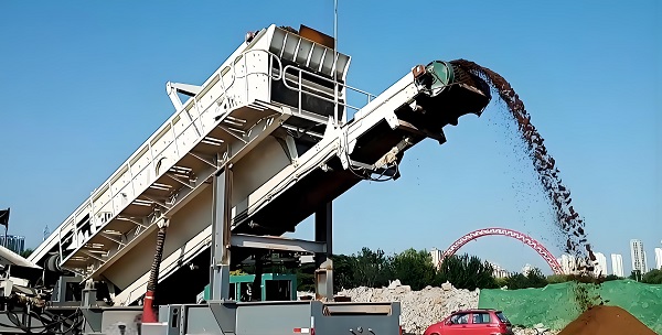 Waste screening equipment at work